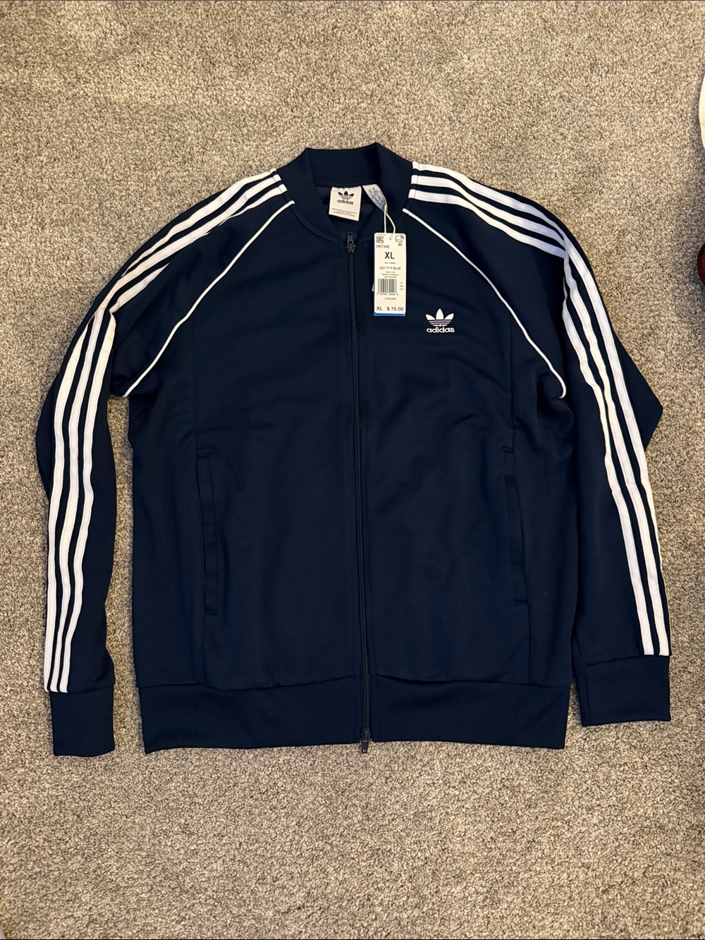 Adidas Men’s SST Track Top Navy Blue Full Zip XL new
